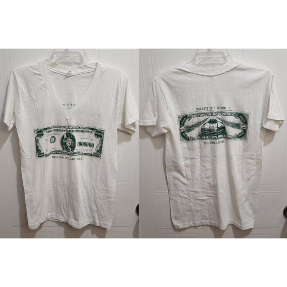 Stedman Tops - Vtg Stedman Women's V Neck T Shirt "Million Dollar Bill" Elliott #9 White Size M